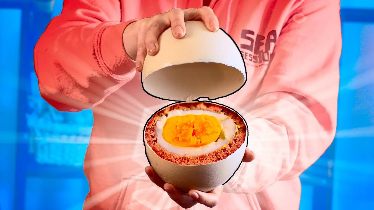 Страусиное яйцо рядом с куриными яйцами